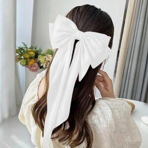 Big White Hair Bow Barrette